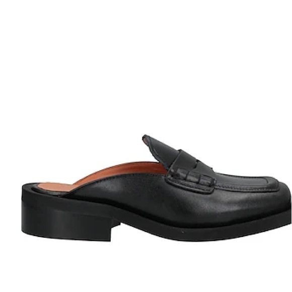 Ganni black leather loafer mules - Picture 2 of 3